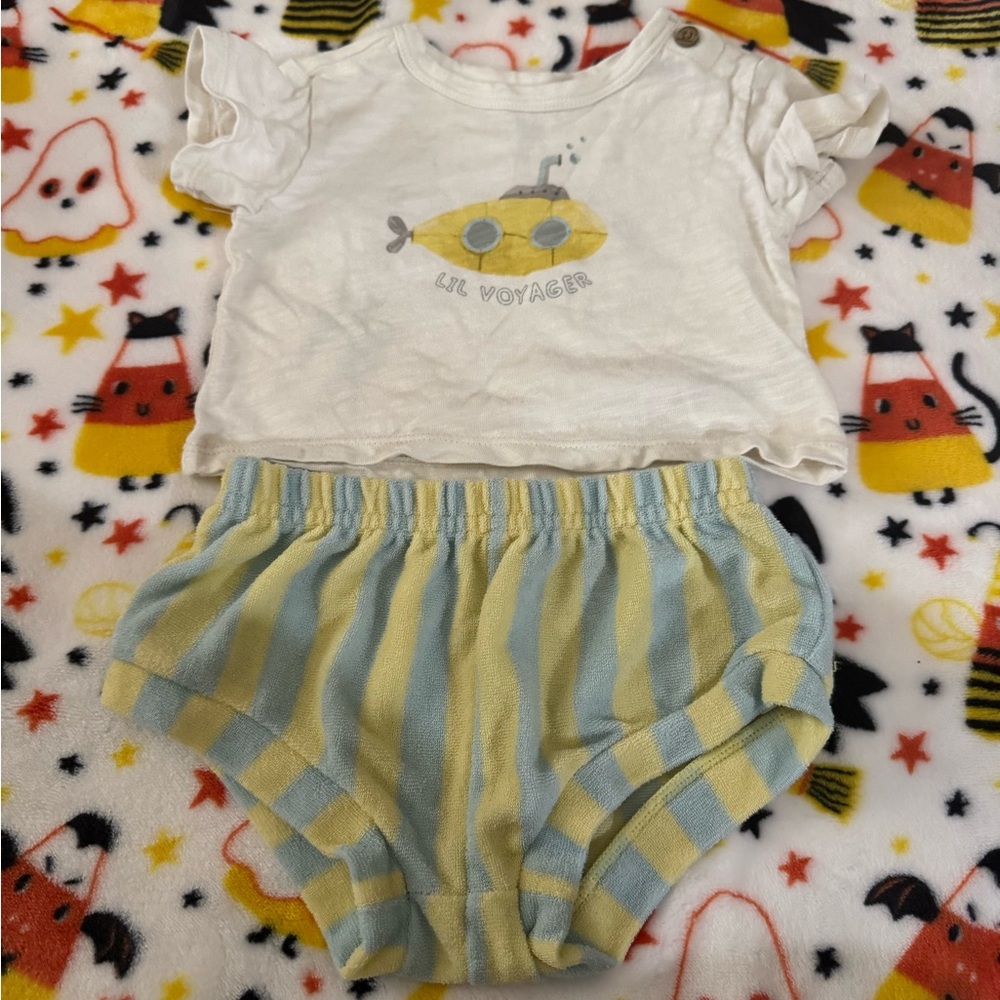 Lil Voyager Kids Striped Outfit - White and Yellow